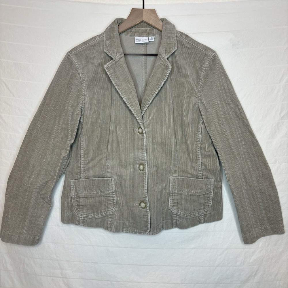 Sonoma Corduroy Blazer Jacket Stretch Petite Large Y2k Boho‎ Academia Brown Twee